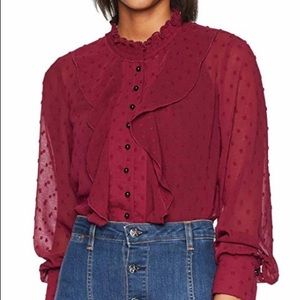 Kensie Crinkle Dot Blouse